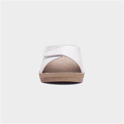 Nice Womens White Wedge Mule Sandal