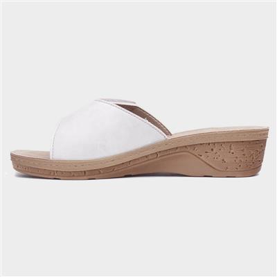 Nice Womens White Wedge Mule Sandal