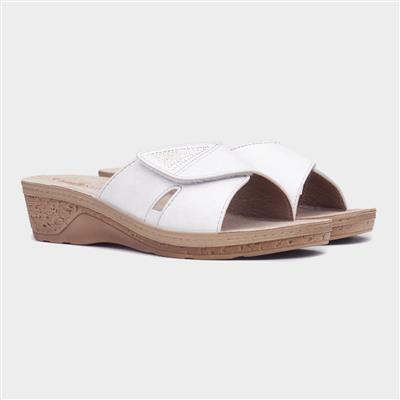 Nice Womens White Wedge Mule Sandal