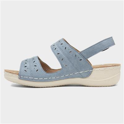 Meryl Womens Blue Wedge Sandal
