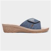 Comfy Steps Nice Womens Blue Leather Mule Sandal (Click For Details)