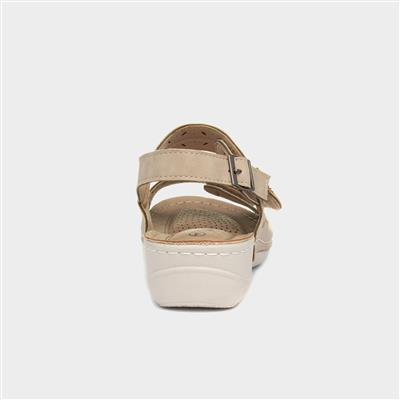 Meryl Womens Beige Wedge Sandal