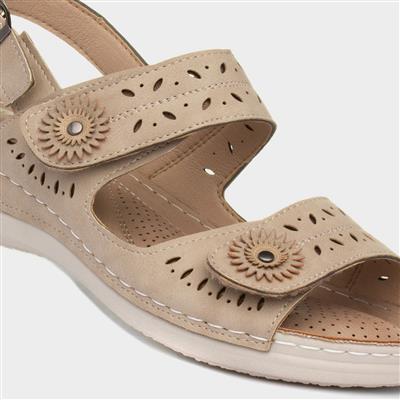 Meryl Womens Beige Wedge Sandal