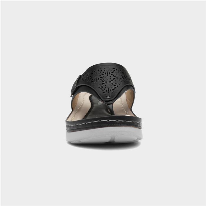 Malta Womens Black Toe Post Sandal