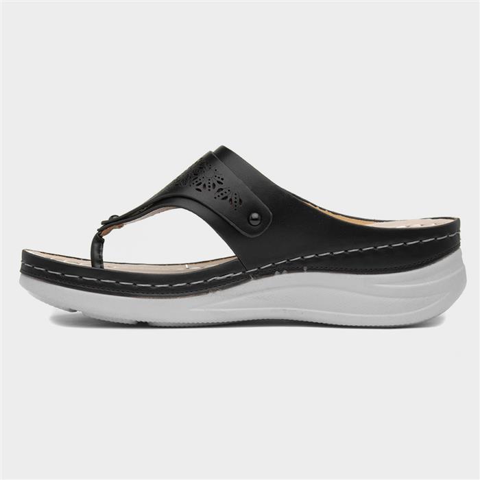Malta Womens Black Toe Post Sandal