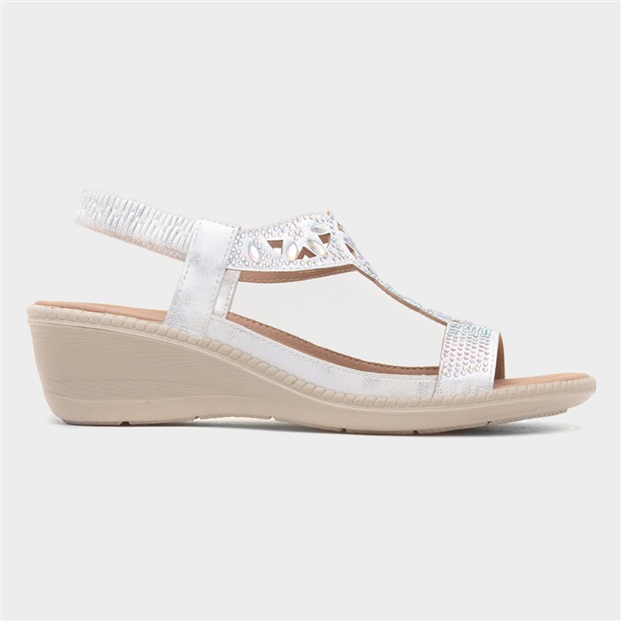 Mars Womens White Wedge Sandal