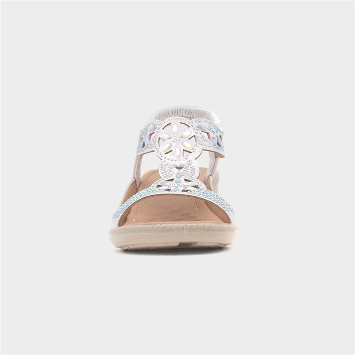Mars Womens White Wedge Sandal