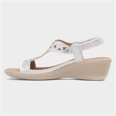 Mars Womens White Wedge Sandal
