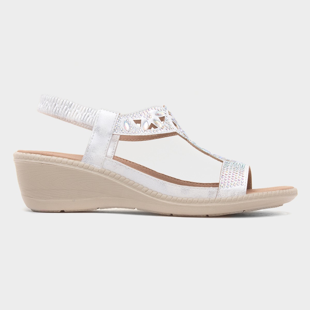 Mars Womens White Wedge Sandal
