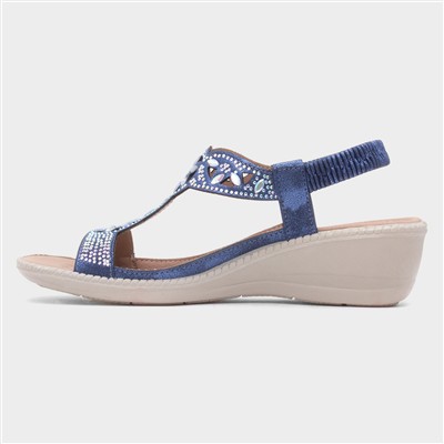 Mars Womens Navy Wedge Sandal