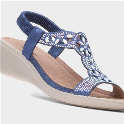 Mars Womens Navy Wedge Sandal