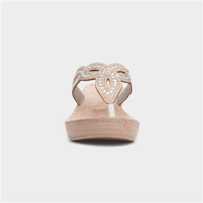 Ancona Womens Beige Wedge Sandal