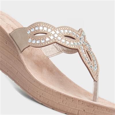 Ancona Womens Beige Wedge Sandal