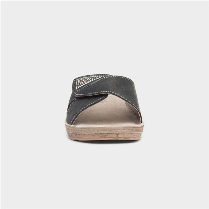 Nice Womens Black Wedge Mule Sandal