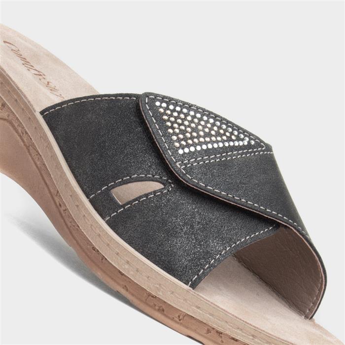 Nice Womens Black Wedge Mule Sandal