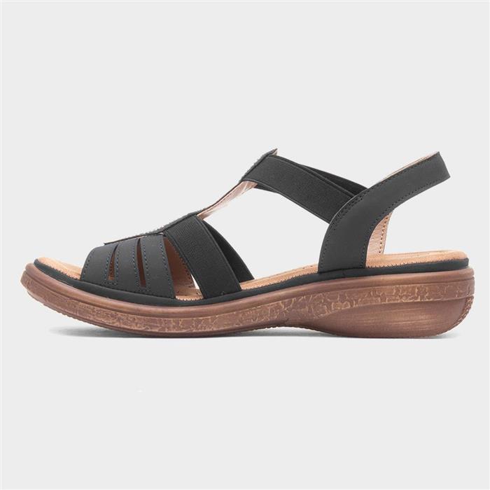 Womens Black Slip On Diamante Sandal