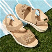 Softlites Womens Taupe Easy Fasten Flower Sandal (Click For Details)