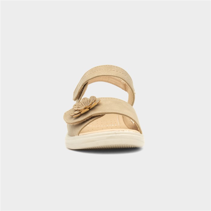 Womens Taupe Easy Fasten Flower Sandal