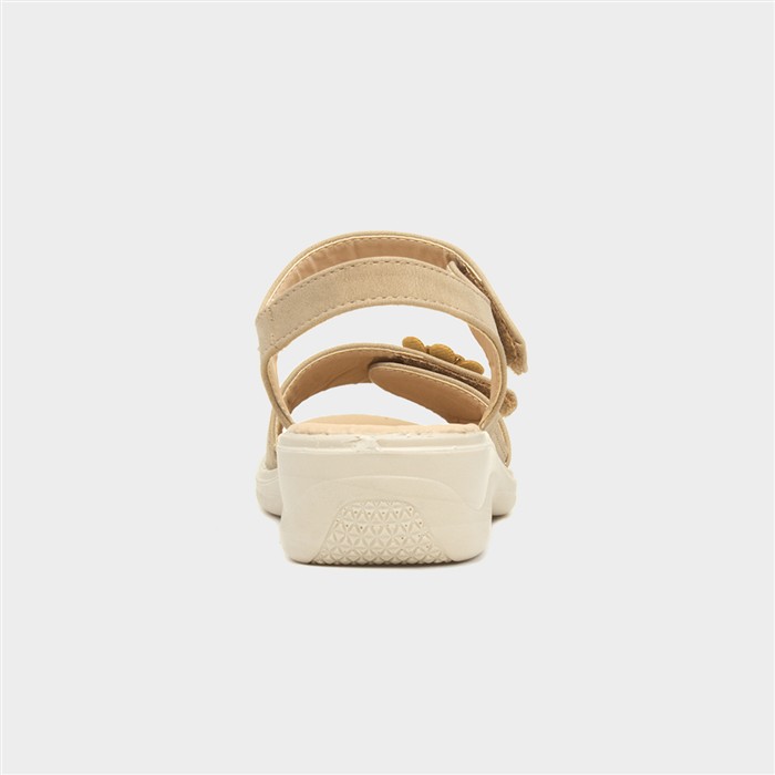 Womens Taupe Easy Fasten Flower Sandal