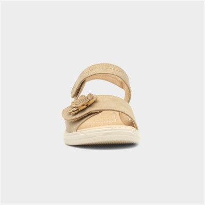 Womens Taupe Easy Fasten Flower Sandal