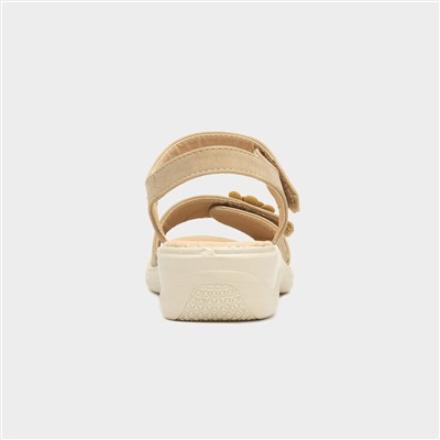 Womens Taupe Easy Fasten Flower Sandal
