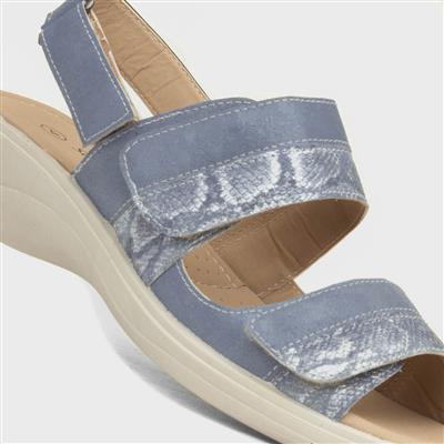 Stevie Womens Blue Easy Fasten Sandal