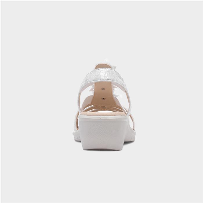 Womens White Wedge Slip On Flower Sandal