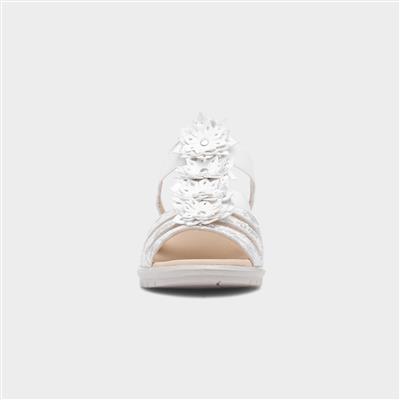 Womens White Wedge Flower Sandal