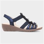 Softlites Womens Navy Wedge Slip On Flower Sandal (Click For Details)