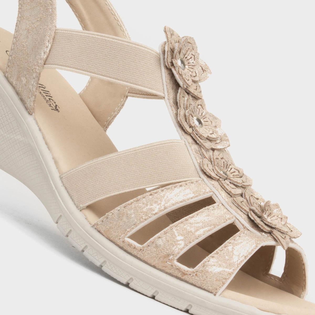 Softlites Womens Beige Flower Sandal-19549 | shoezone