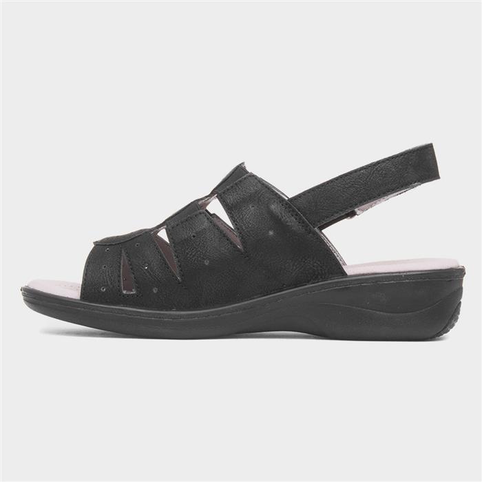 Womens Black Slingback Wedge Sandal