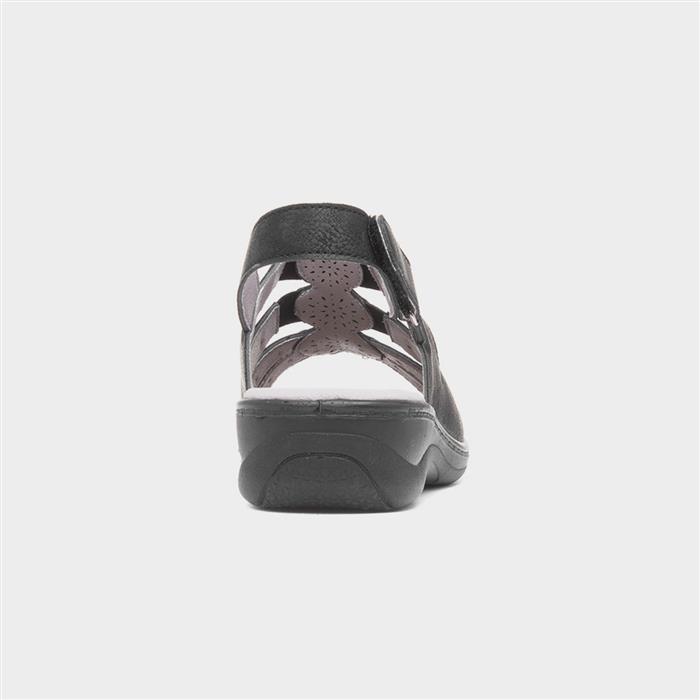Womens Black Slingback Wedge Sandal