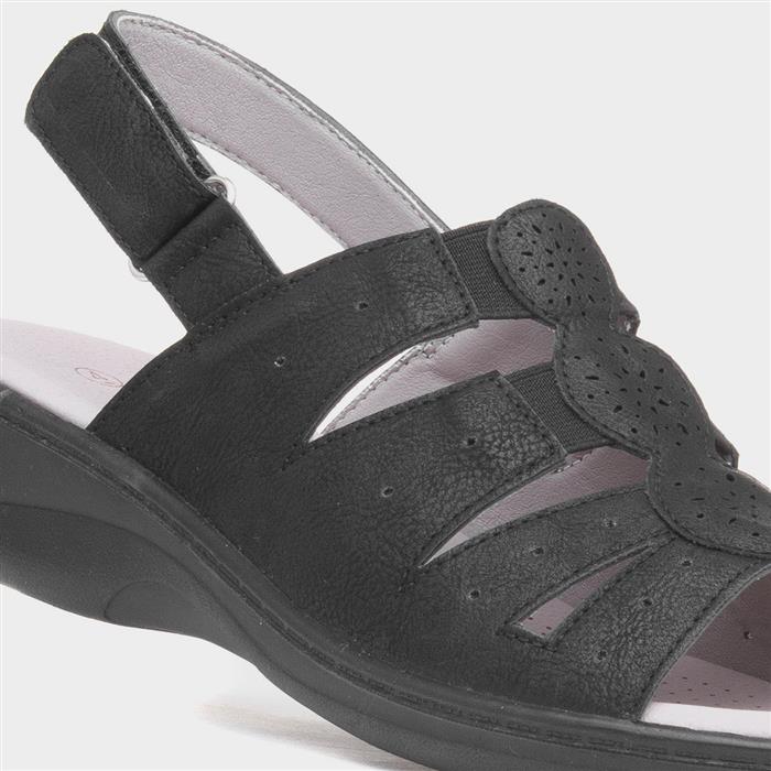 Womens Black Slingback Wedge Sandal