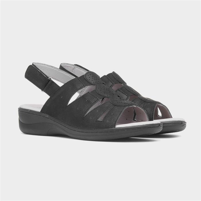 Womens Black Slingback Wedge Sandal