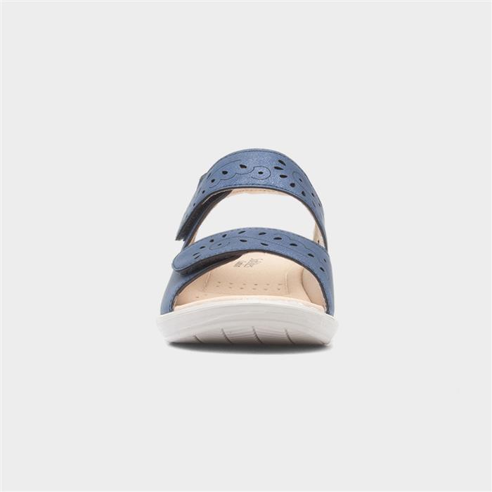 Womens Blue Easy Fasten Wedge Sandals