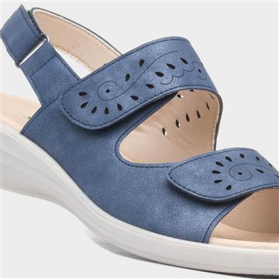Susan Womens Blue Easy Fasten Sandal
