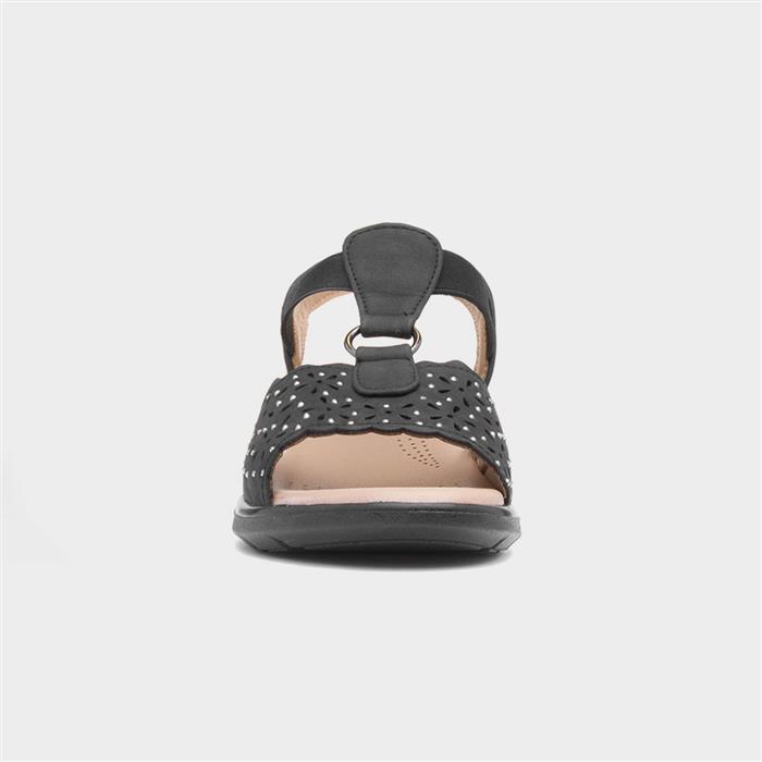 Womens Black Slip On Diamante Sandals