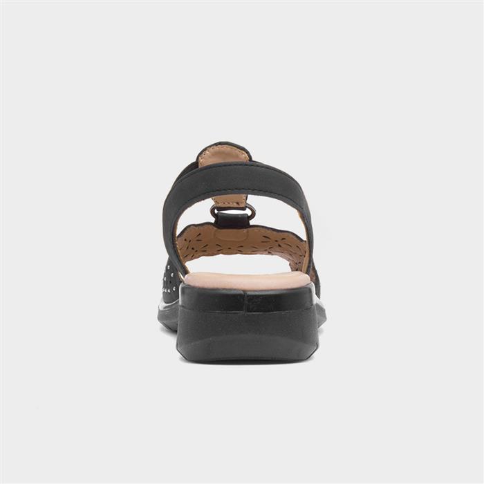Womens Black Slip On Diamante Sandals