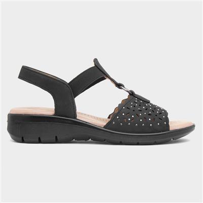 Serenity Womens Black Diamante Sandal