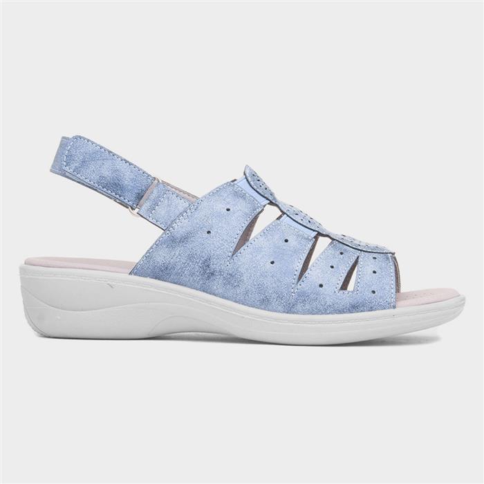 Womens Blue Slingback Wedge Sandal