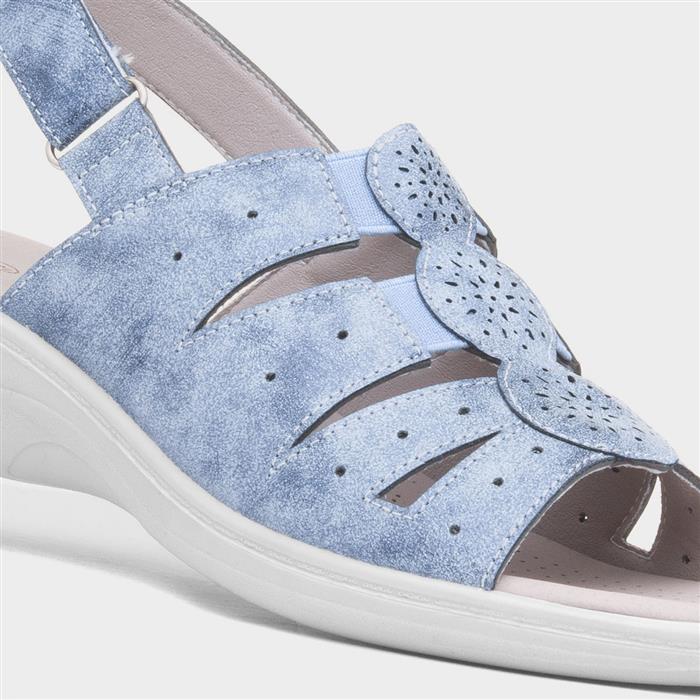 Womens Blue Slingback Wedge Sandal