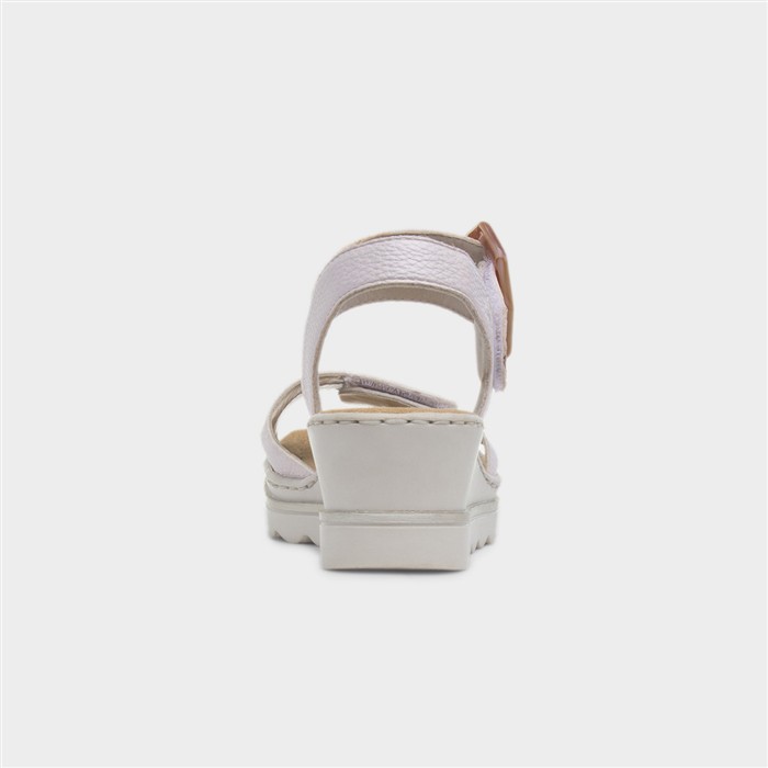 Porthcawl Womens Beige Wedge Buckle Sandal
