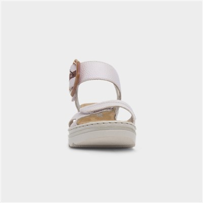 Porthcawl Womens Beige Wedge Buckle Sandal