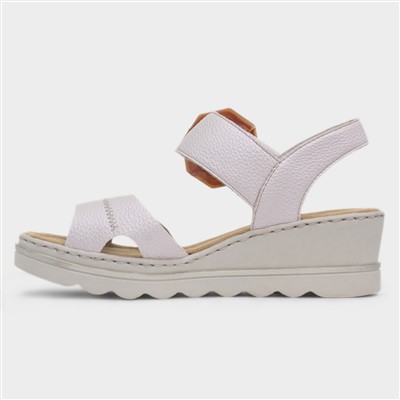 Porthcawl Womens Beige Wedge Buckle Sandal
