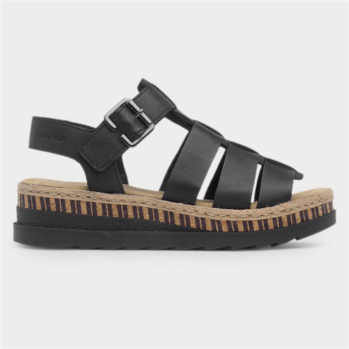 Tenby Womens Black Gladiator Leather Sandal