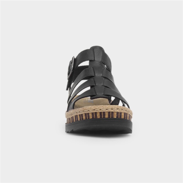 Tenby Womens Black Gladiator Leather Sandal