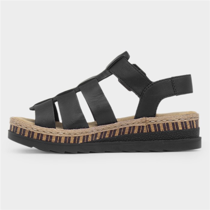 Tenby Womens Black Gladiator Leather Sandal
