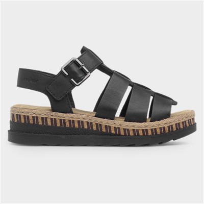 Tenby Womens Black Gladiator Leather Sandal