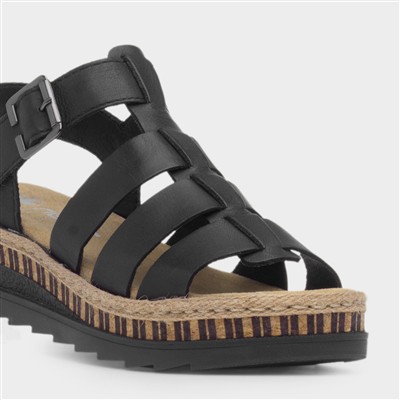 Tenby Womens Black Gladiator Leather Sandal