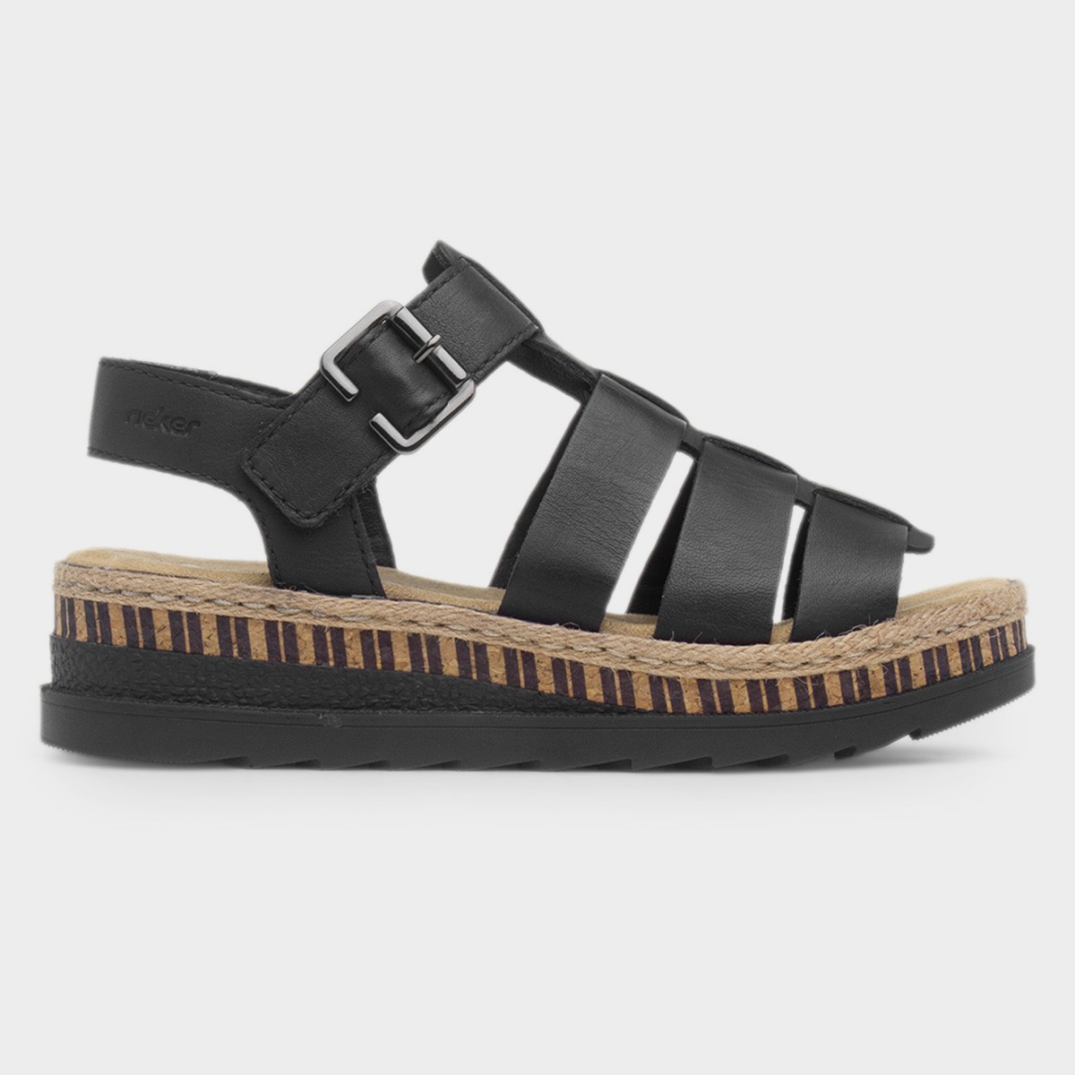 Tenby Womens Black Gladiator Leather Sandal